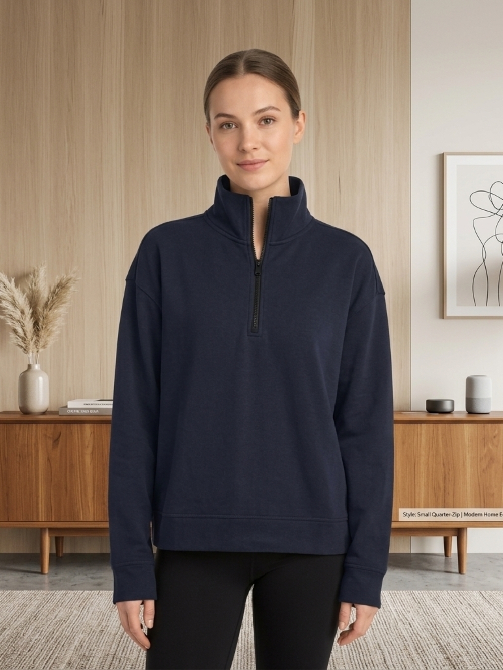 Athleta Black Quarter-Zip Pullover Sweatshirt